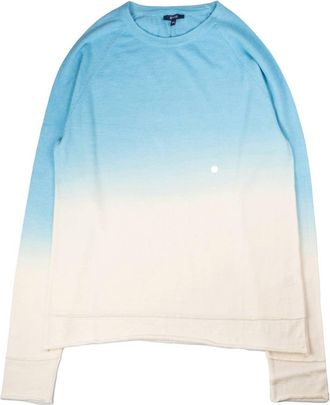 Benson Mens Ombre Dip Dyed Sweater In Aqua Blue/ Cream