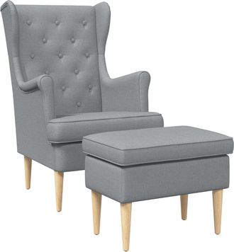 vidaXL Sill&oacute;n Con Pouf 2 Uds. Gris Claro Tela Vidaxl