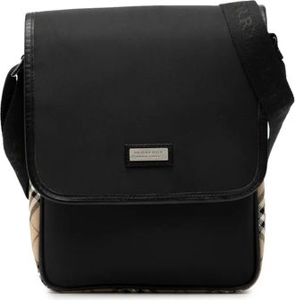 Burberry Borsa a tracolla in nylon con finiture in tela Nova Check e battente 2000-2017 - Nero