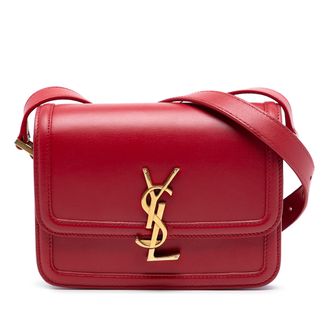 Saint Laurent Pre-owned Womens Small Calfskin Solferino Satchel In Box - Red Leather - One Size