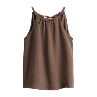 someday Haltertop met hoge hals - Dames - Tops - Bruin - Maat: XL