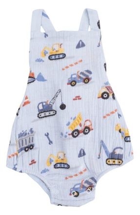 Angel Dear Crayon Construction Organic Cotton Romper in Blue at Nordstrom, Size 6-12M