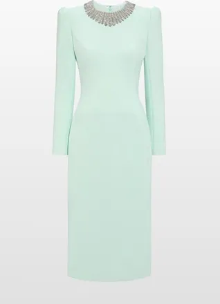 Jenny Packham Cora Long-Sleeve Midi Dress in Lagoon at Nordstrom, Size 12