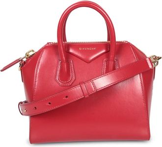 Givenchy Mini Antigona Tas - Dames - Handtassen - Rood - ONE Size - Katoen - Tassen