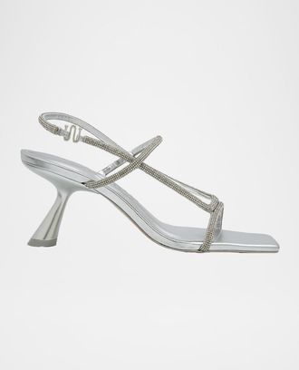 Cult Gaia Reina Rhinestone Metallic Leather Sandals