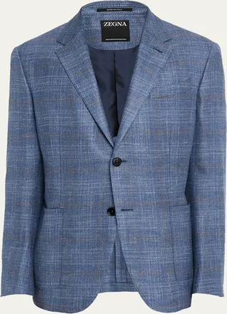 Ermenegildo Zegna Mens Melange Windowpane Winter Crossover Sport Coat