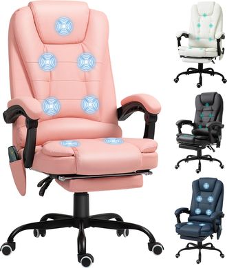 OEM Silla De Oficina Con 7 Puntos De Masaje Con Reposapi&eacute;s Retr&aacute;ctil Altura Ajustable Control Remoto Y Tejido De Pu Rosa