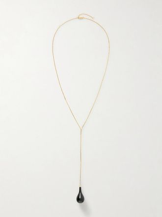 Toteme Collana Con Finitura Oro, Onice E Cristallo Swarovski - Nero