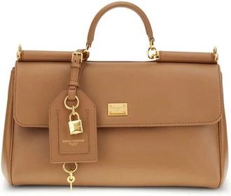 Dolce & Gabbana Mijn Sicili&euml; Leren Handtas - Dames - Handtassen - Bruin - ONE Size - Leer - Tassen