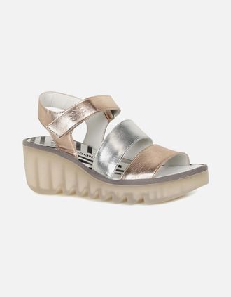 FLY London Womens Bexy Womens Wedge Heel Sandals - Silver - Size: 5