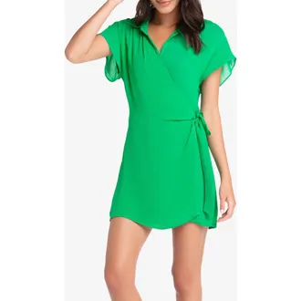 Helen Jon Flutter Sleeve Wrap Dress in Kelly Green at Nordstrom, Size X-Small