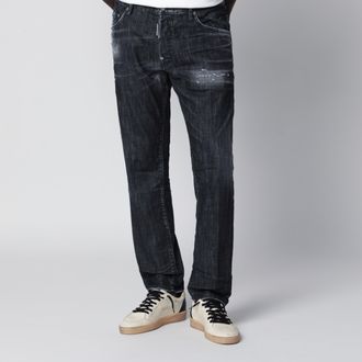 Dsquared2 Jeans nero effetto slavato con strappi