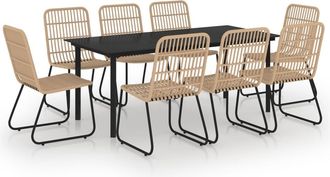 vidaXL Juego De Comedor Para Jard&iacute;n 9 Piezas Rat&aacute;n Sint&eacute;tico Y Vidrio Vidaxl
