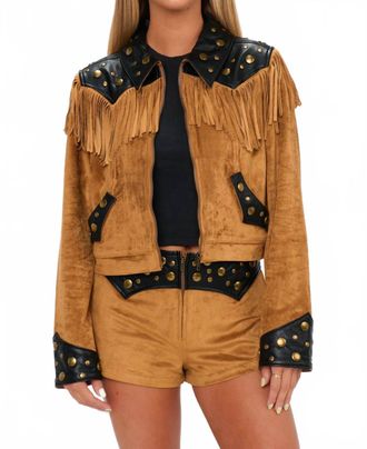 Show me your Mumu Wilson Faux Suede Faux Leather Jacket In Brown