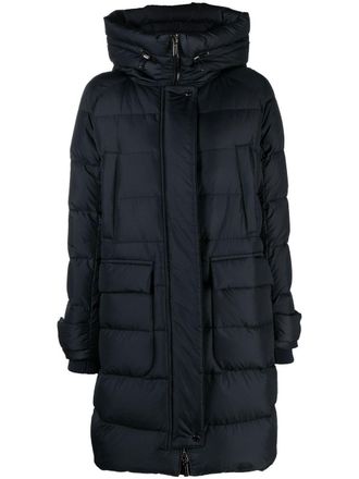 Moorer Christine single-breasted padded coat - women - Polyamide/Polyester/Polyester/Virgin Wool/Down - 44 - Blue