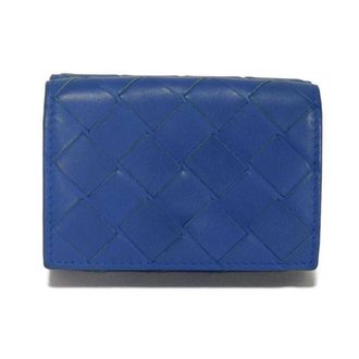 Bottega Veneta Intrecciato Blue Leather Wallet (Tri-Fold) (Pre-Owned)
