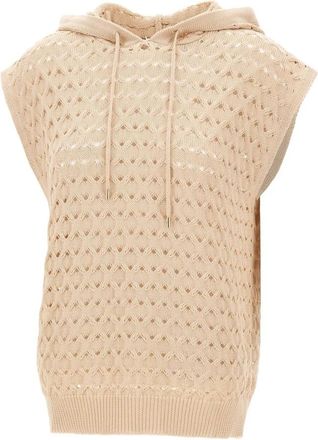 KANGRA Mouwloze Hoodie Sweater - Dames - Hoodies - Beige - S - Katoen - Hoodies & sweatvesten