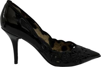 Dolce & Gabbana Pre-owned Womens & Floral Cut Pointed Pumps in Black Patent Leather - Size EU 36