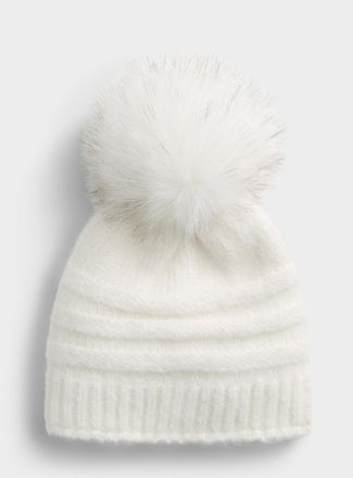 Kyi Kyi Womens Ribbed groove XL pompom Tuque Hat