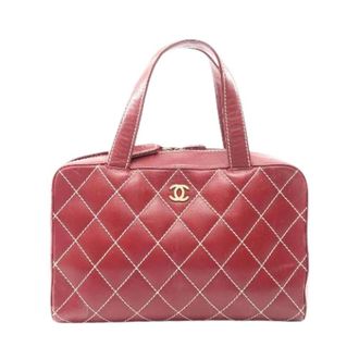 Chanel Pre-owned Handbags, female, Red, Size: ONE SIZE Pre-owned Wild Stitch Leather Handbag