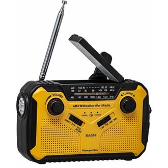 OEM Radio Meteorol&oacute;gica Port&aacute;til Noaa De 5 V&iacute;as Con Manivela, Luz Led, Cargador Usb Y Panel Solar (amarilla)