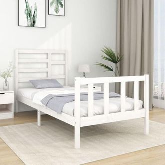 vidaXL Bed Frame without Mattress White Solid Wood 75x190 cm Small Single vidaXL