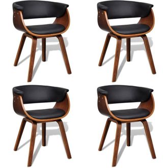 vidaXL Vidaxl - Sillas De Comedor 4 Uds Madera Curvada Y Cuero Sint&eacute;tico
