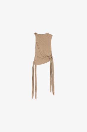 Ganni Coca Mocha Top in Beige Jersey - Size 10/12 Viscose