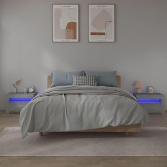 vidaXL Vidaxl - Mesitas De Noche Con Led 2 Unidades Gris Sonoma 60x35x40 Cm