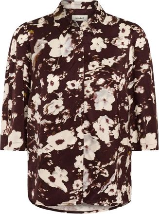 Soaked In Luxury SLClero Printed Shirt SS - Dames - Blouses & Shirts - Bruin - Maat: XL Viscose