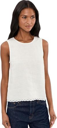 Madewell Lace-Trim Pleated Shell Top in 100% Linen Womens Clothing Ivory Linen : LG (Womens 10-12)