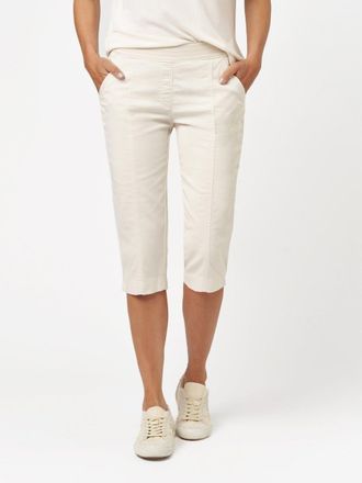 Toni Schlupfhose TONI Sue Jogpant Capri, Damen, Gr. 44, N-Gr, beige (sand), Web, Obermaterial: 77% Baumwolle, 20% Polyamid, 3% Elasthan, unifarben, regular