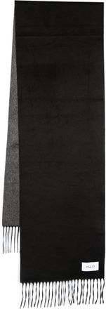 D4.0 logo-patch scarf - men - Cashmere/Silk - One Size - Black