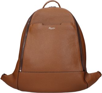 Pineider Brown Leather Mens Backpack
