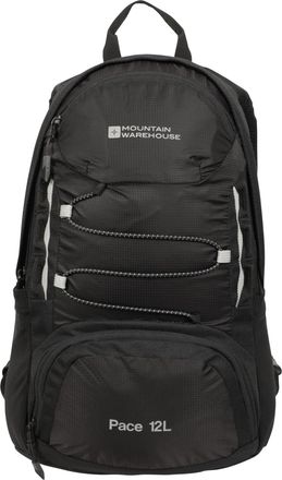 Mountain Warehouse Pace 12L Rucksack - Lightweight Backpack, Hydration Compatible Small Rucksack, Ripstop, Padded Airmesh Back, Webbing Trim - For Men & Women Black