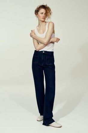 H&M Wide High Jeans in Navy Denim Blue at Nordstrom, Size 20