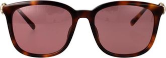 Gucci Horsebit-detail Zonnebril - Dames - Zonnebrillen - Rood - 56 MM - Accessoires