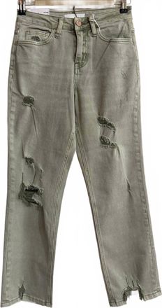 Flying Monkey Womens High Rise Crop Jean In Khaki