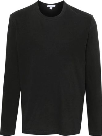 James Perse Pima Cotton Long Sleeve Crew T-Shirt - Heren - Longsleeves - Grijs - S - Katoen - Tops
