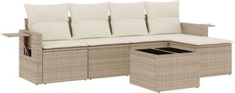 vidaXL Juego De Sof&aacute;s Jard&iacute;n Con Cojines 6 Pzas Rat&aacute;n Sint&eacute;tico Beige Vidaxl