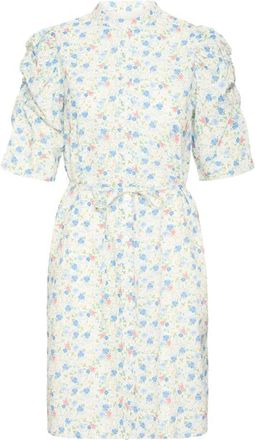 Ichi Blauwe Bloemen Kasjmier Trui - Dames - Shirt Kleedjes - Veelkleurig - L - Kasjmier - Kleedjes