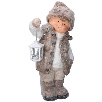 Vacchetti Vacchetti - Bambino resina con lanterna beige cm30x21h51