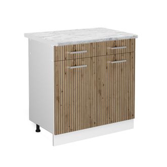 Vicco Mueble Bajo De Cocina R-line, Roble Artesanal, 80 Cm, Et M&aacute;rmol