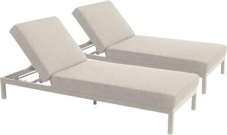 Oviala Juego de 2 tumbonas de aluminio color crema