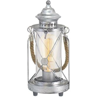Eglo Lampada Da Tavolo Vintage Bradford Acciaio Argento Argento Antico 1 Luce E27