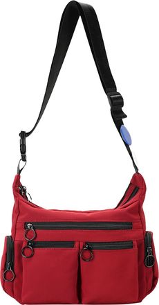 Generic Cymwer Nylon Multi-pocket Shoulder Bags Large Crossbody Bag for Women Men Daily (Red)