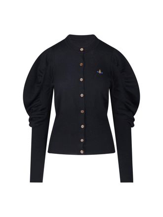 Vivienne Westwood Tailored Black Cardigan With Voluminous Sleeves And Logo Detail