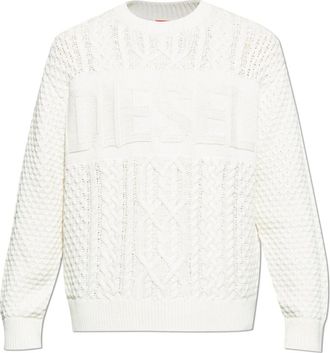 Diesel K-Aubin Sweater - Heren - Ronde hals truien - Beige - 2XL - Katoen - Truien & Vesten