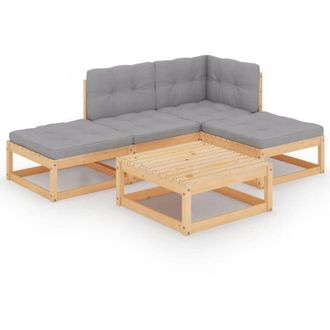 vidaXL 5 Pcs Garden Lounge Set Con Cojines De Pino Masivos