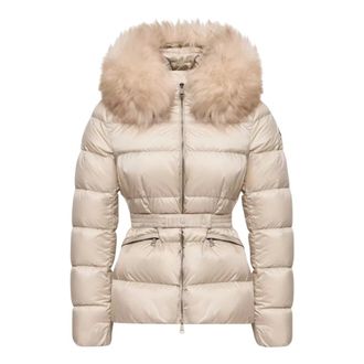 Moncler Boed kort donsjack - Dames - Jassen - Beige - Maat: S Leer